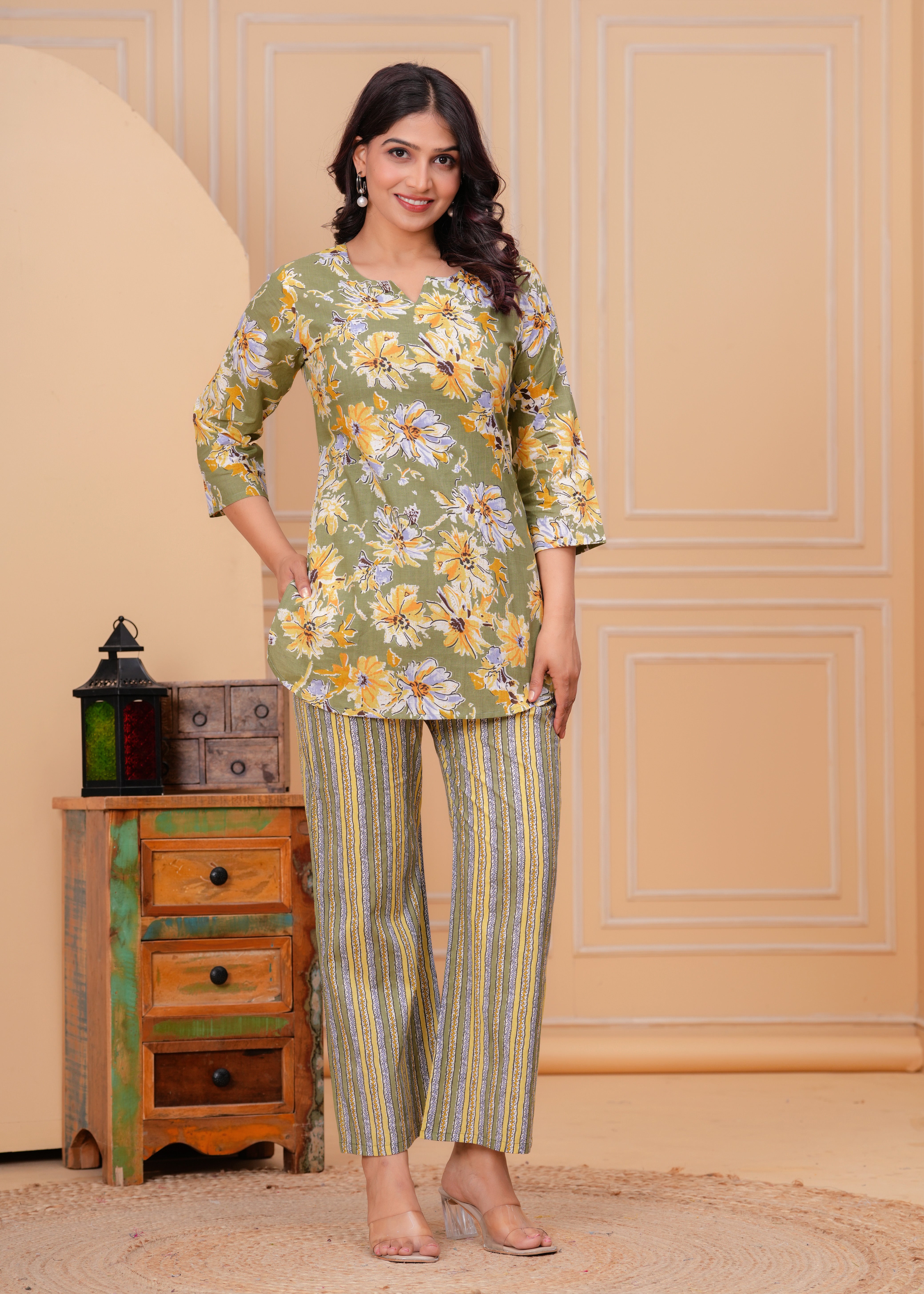 Blooming Green Floral Cotton Printed Co-ord Set